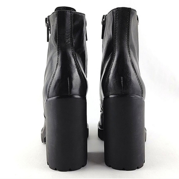 ASH Women's Poker Heeled Black Leather Chunky  Lace Up Dual Zipper Boots Size 37 - Picture 9 of 15